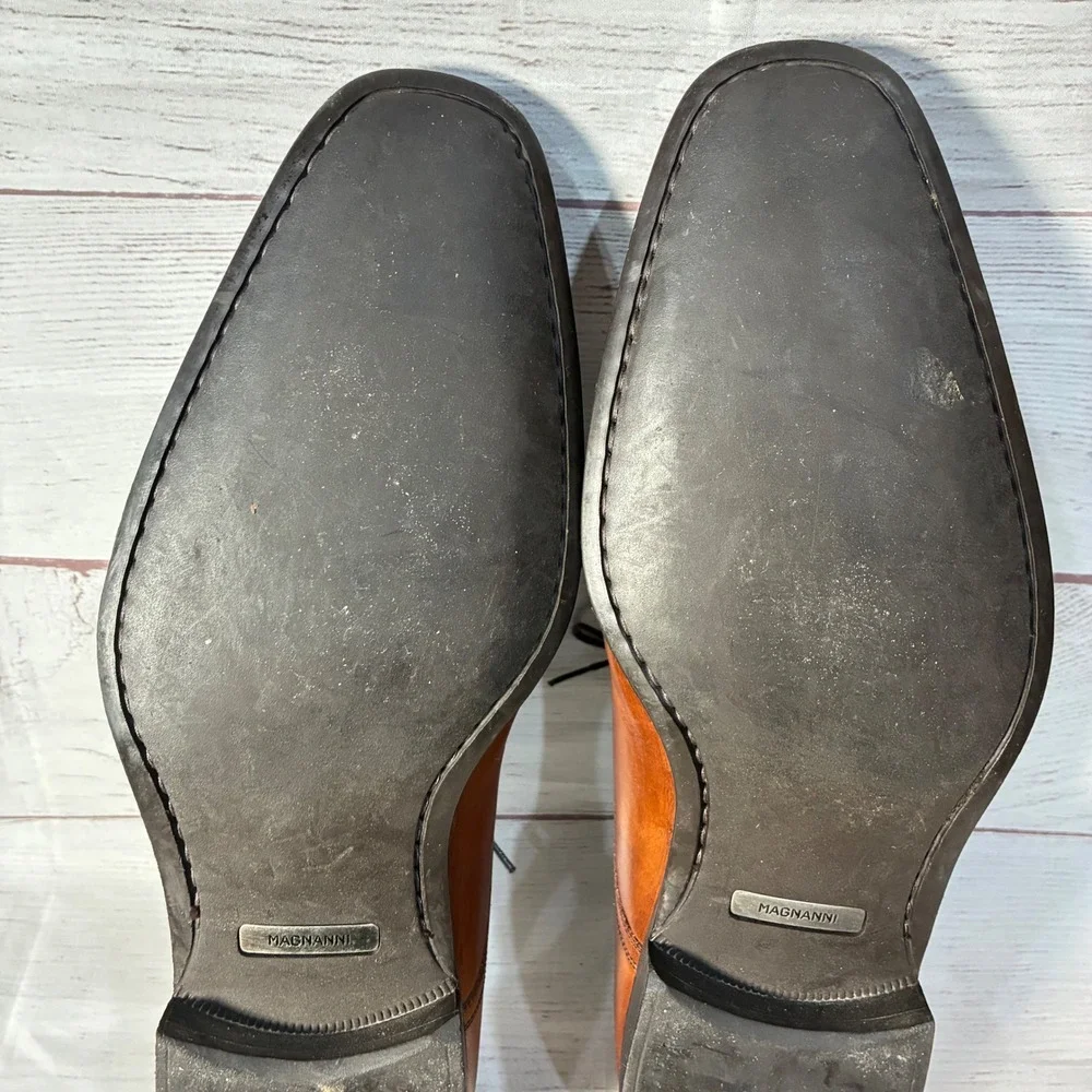 Magnanni Apron Toe Derby‎ Shoes Mens 10 Brown Leather Spain